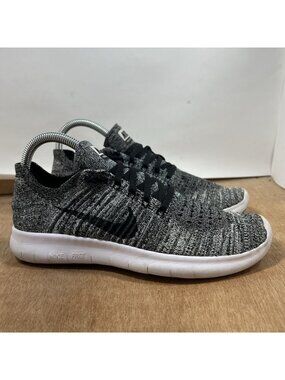 Nike Free RN Flyknit 2016 Running Shoes Oreo 831070-100 Women's Size 8.5